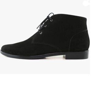 YDN Black Low Heel Pointy Toe Lace Up Chukka Ankle Boots Fall Winter Shoe